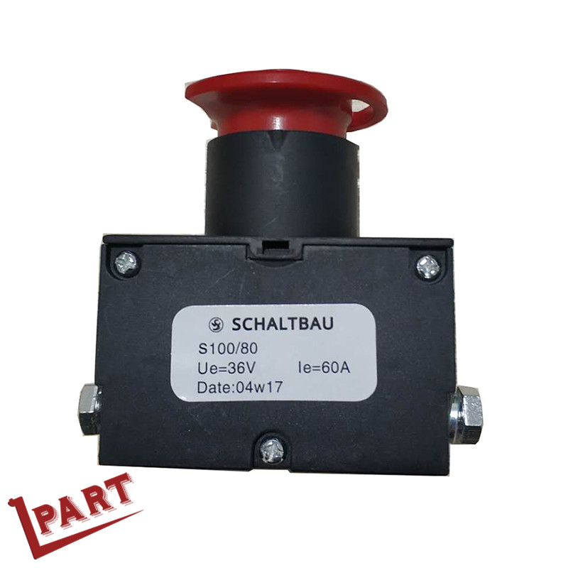 Tipo interruptor de tecla S100 da emergência da parada 36V 60A do cogumelo do caminhão de pálete da empilhadeira